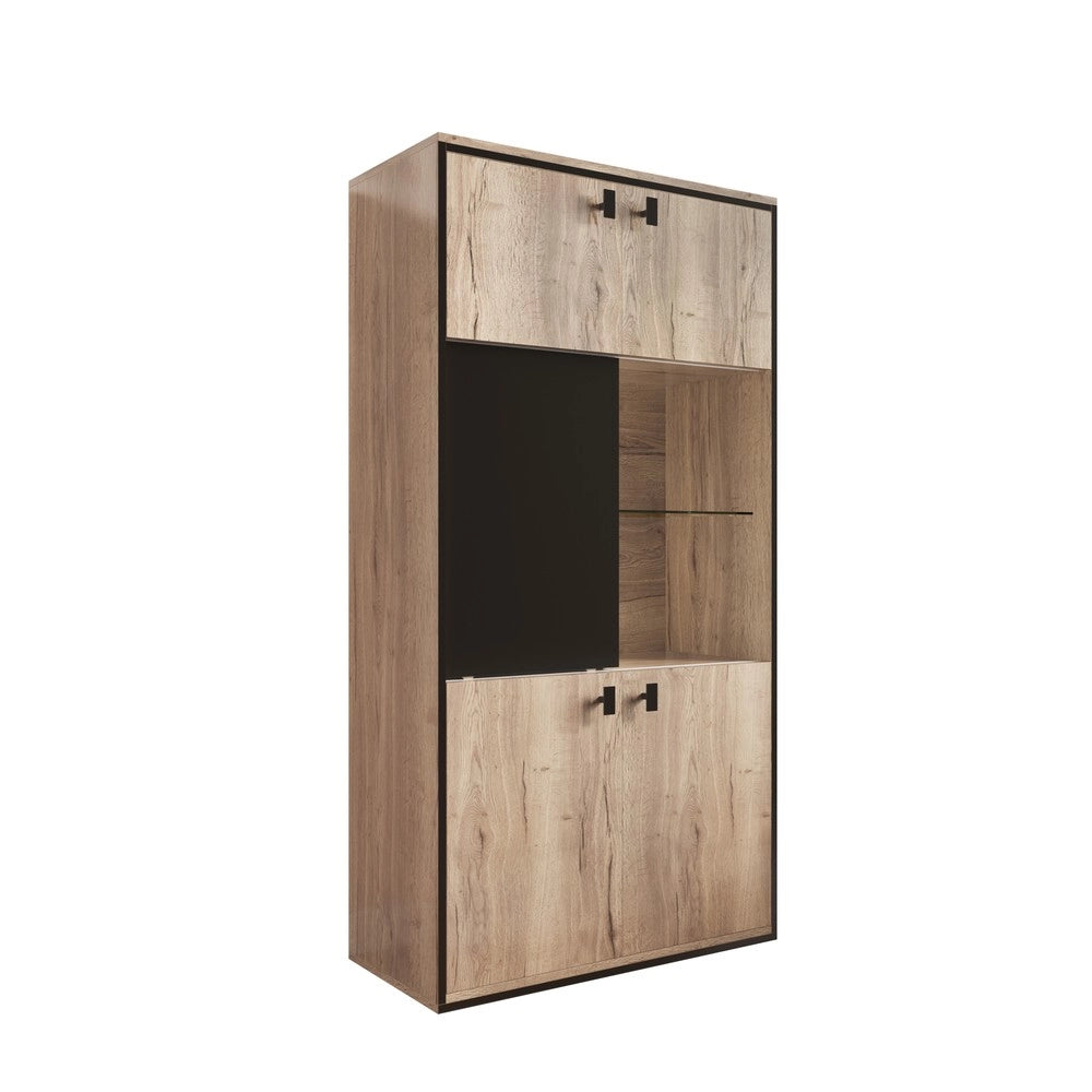 Combinazione Armadio Legno con Ante Scorrevoli e Ripiani ¨C MINIMAL ¨C Nero