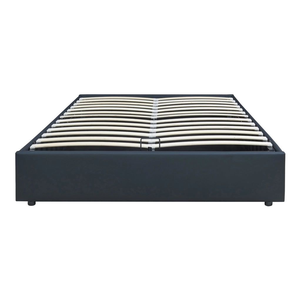 Letto Francese Contenitore Nola 140x200 cm con Materasso Apertura a Ribalta Rivestito in Similpelle - Nero [en.casa]