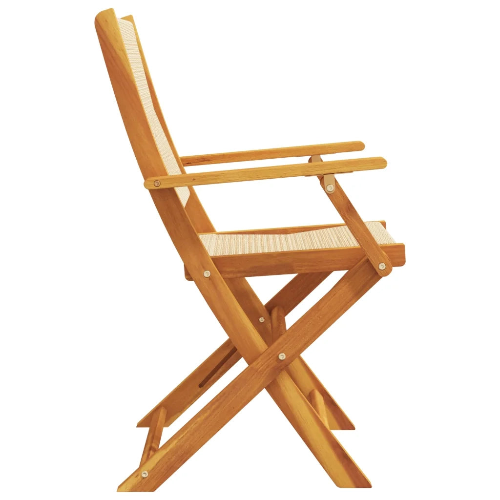 Sedie Giardino 2 pz Beige Legno Massello Acacia e Polipropilene 367668