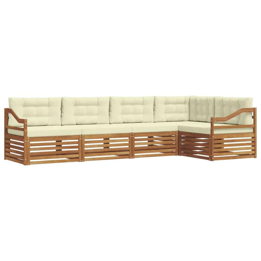 Set di divani da esterno con cuscino 5 pcs Naturale e Crema