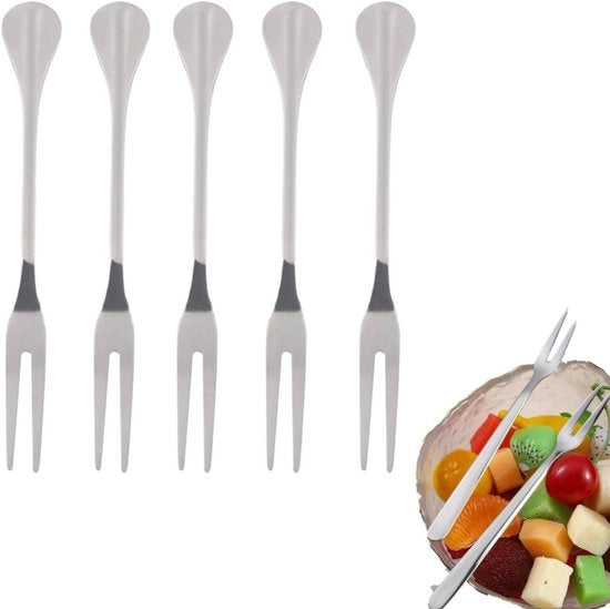 Set di 10 Forchette in Acciaio Inossidabile per Antipasti - 12 cm - Forchette Piccole per Frutta - Adatta per Uso in Casa e in Hotel