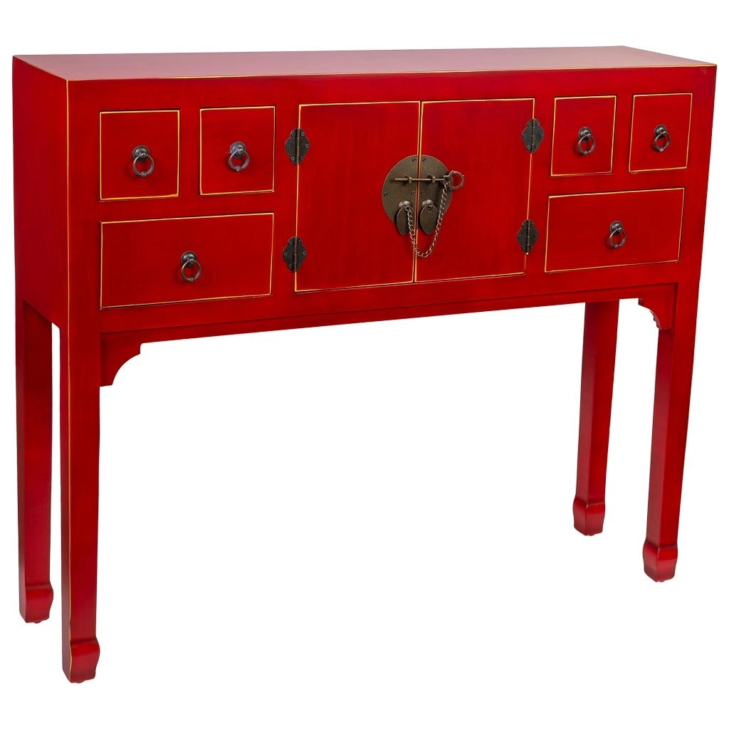 Credenza in legno con 6 cassetti e 2 porte 95x24x79h cm