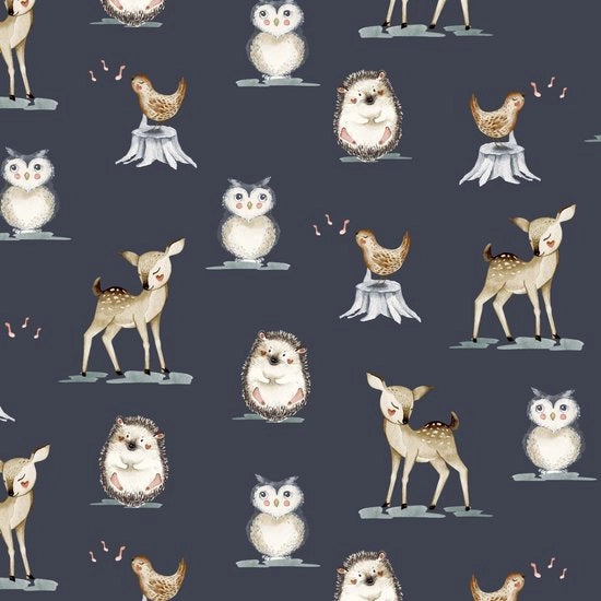 Tessuto di cotone 100% 1m per patchwork DIY bambini con disegni di animali da bosco