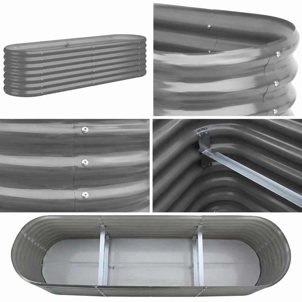 Raised Bed Galvanized Steel 152x40x36 Cm Gray