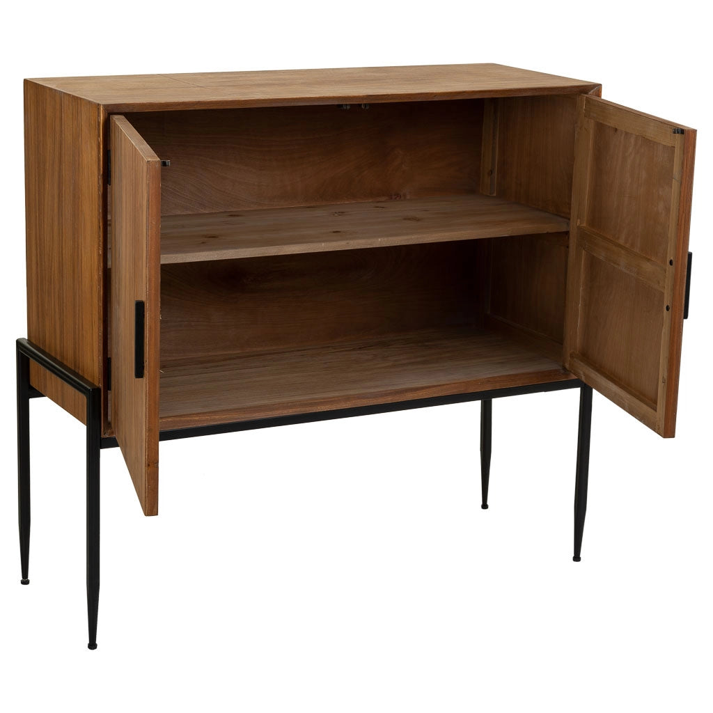 Credenza in legno e metallo marrone 110x40x99h cm