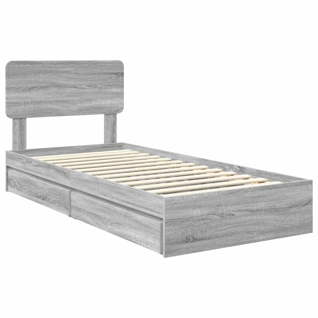 Letto con Contenitore con testiera Grigio Sonoma 90 x 190 cm 3412323