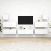 Set Mobili Porta TV 7 pz-Set di 7 Credenza per TV Bianco in Legno Multistrato 857494