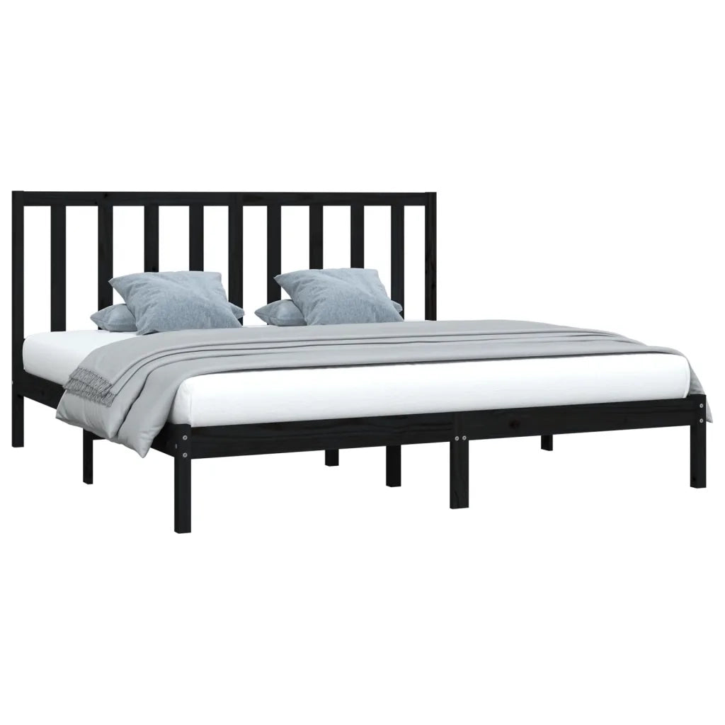 Giroletto Nero in Legno Massello di Pino 200x200 cm 3105184