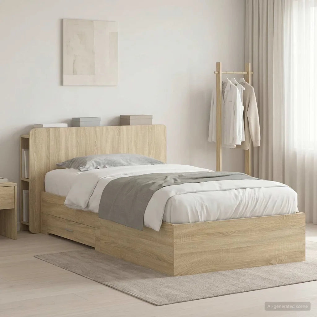 Telaio del letto con storage Rovere Sonoma 80 x 200 cm