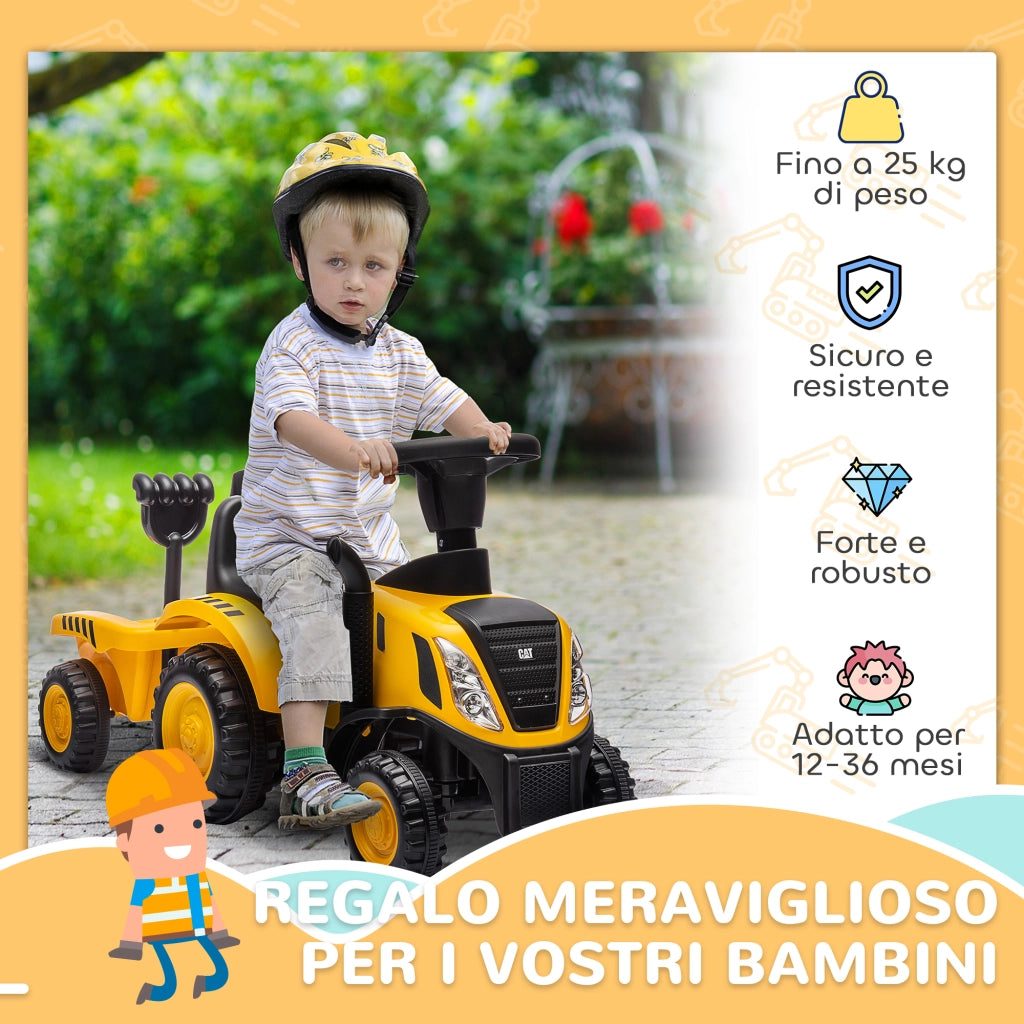 Camion Giocattolo per Bambini 12-36 Mesi con Pala e Rimorchio, in PP e Metallo, 91x29x44 cm, Giallo