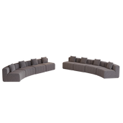 Divano modulare curvo - con 2 cuscini e design semicircolare - in ciniglia - grigio