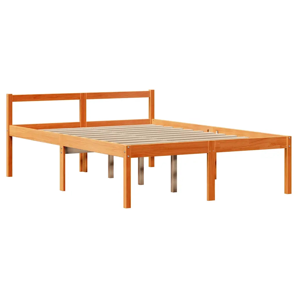 Letto Libreria senza Materasso-Struttura Letto con contenitore Marrone Cera 135x190 cm Legno 181428