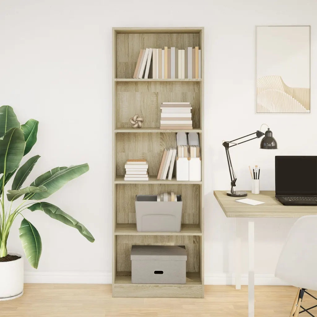 Libreria Rovere Sonoma 60x24x176 cm in Legno Multistrato 857823
