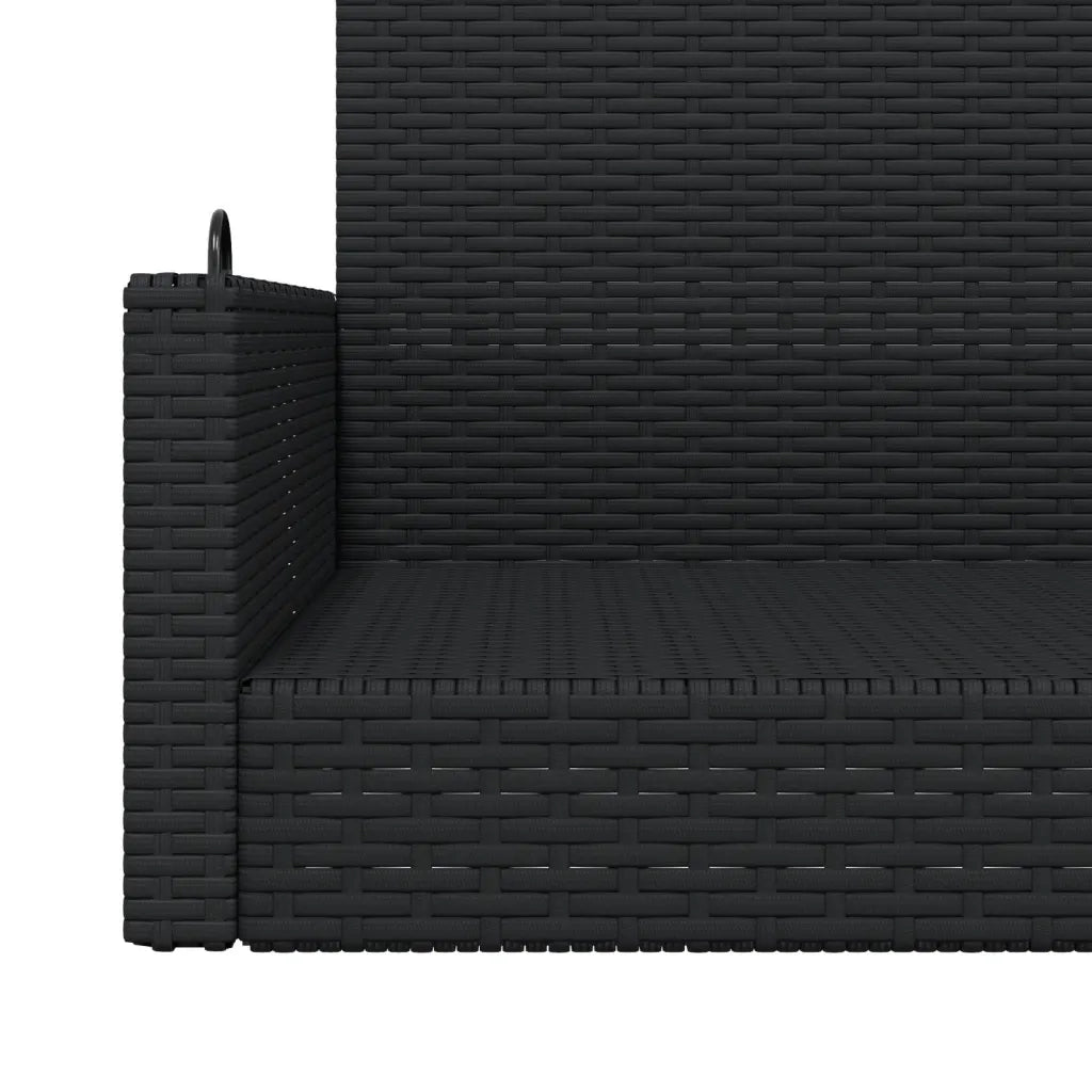 Panchina a Dondolo Nera 119x56x48 cm in Polyrattan 365625