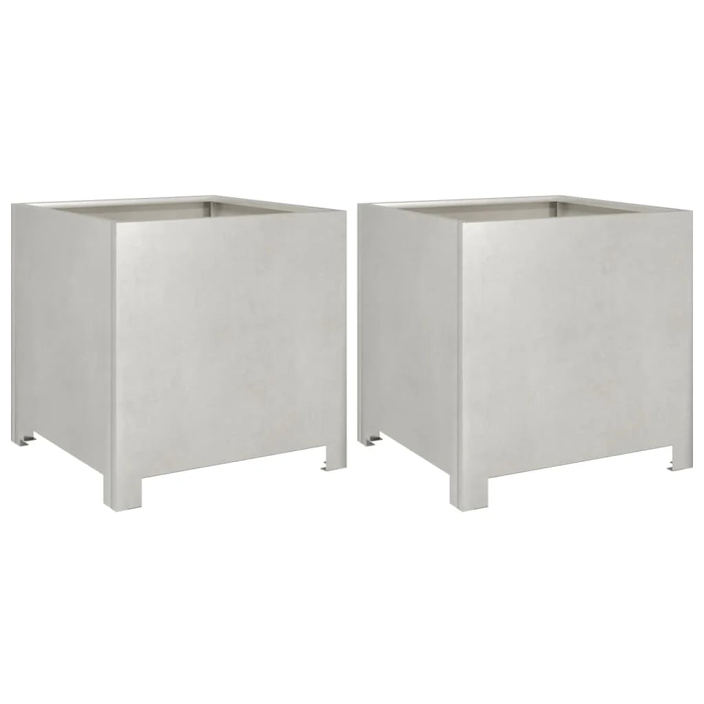 Fioriera rialzata per piante fiori giardino terrazze set da 2 40 x 40 x 40 cm acciaio inox argento 02_0038959