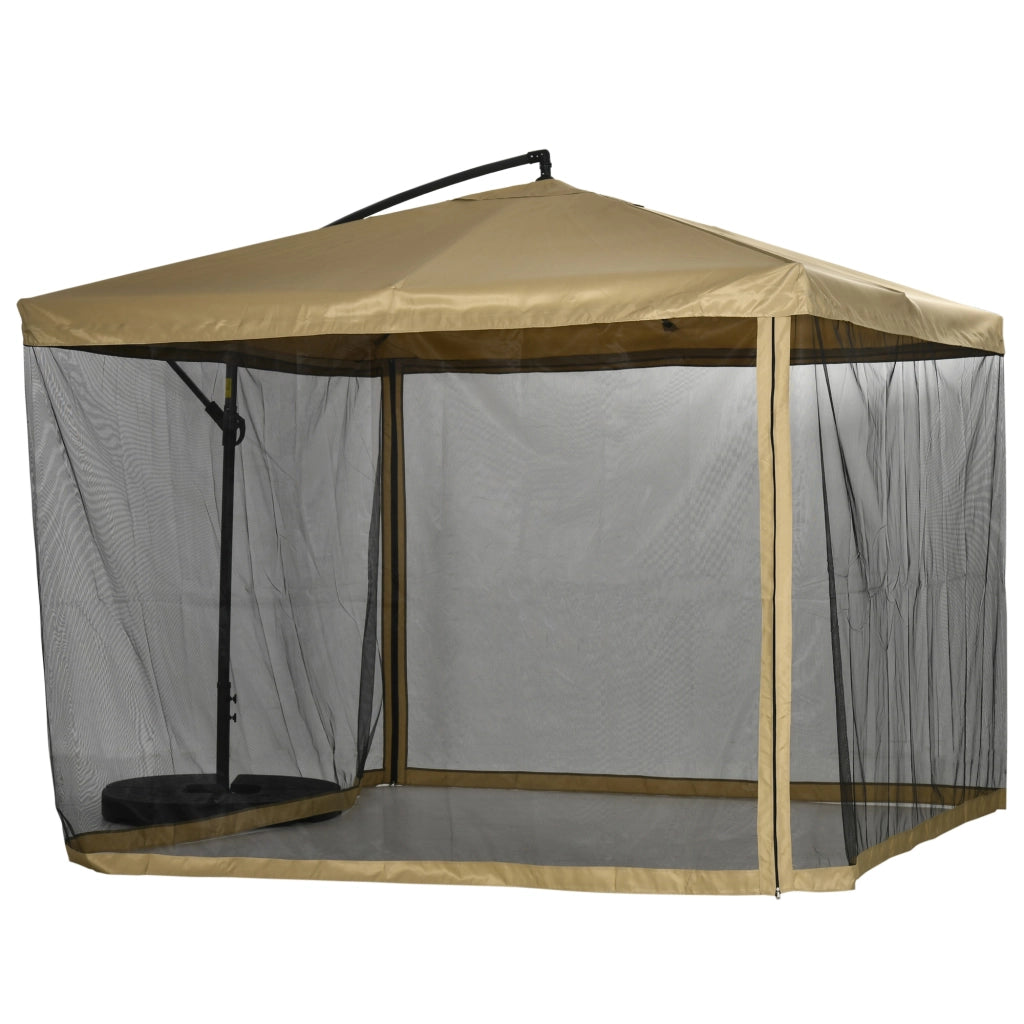 Ombrellone da Giardino con Zanzariera ¨C zephmum ¨C Bianco e Nero 295x295x260 cm
