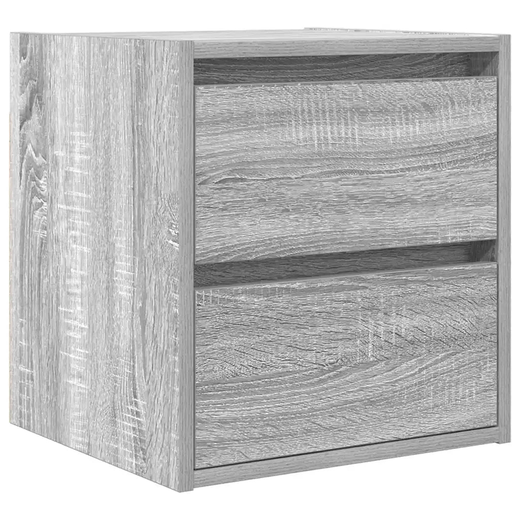 Comodino a Muro Grigio Sonoma 38x34x40 cm