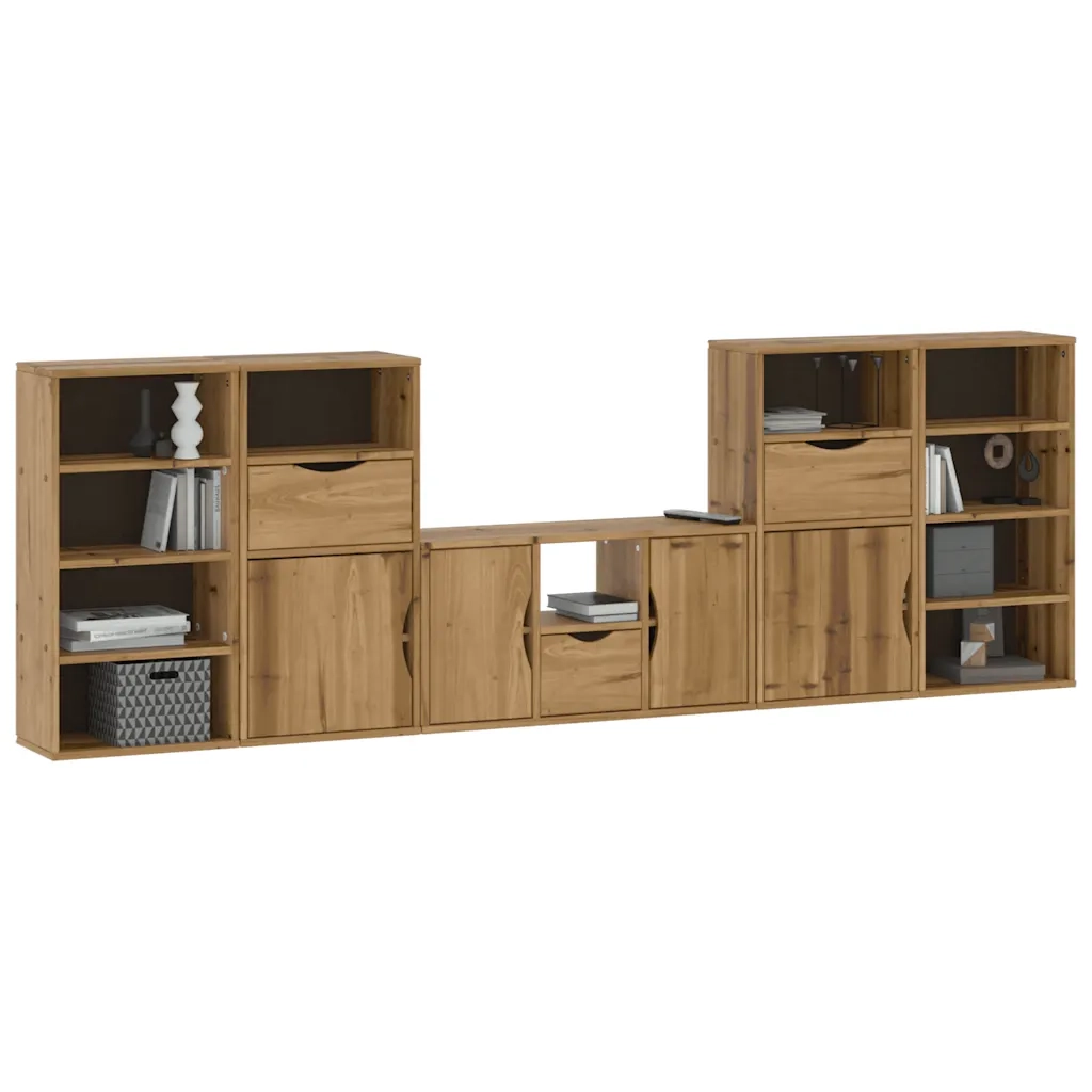Mobile TV 5 pz con Contenitore ODDA in Legno Massello di Pino 3365378