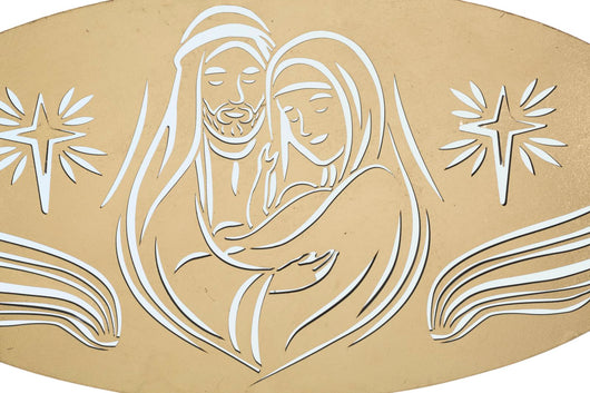Pannello Nativity Oro 120x2x60 cm in Ferro MDF e Specchio Oro
