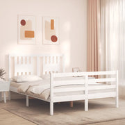 Giroletto con Testiera-Struttura Letto con testiera Bianco 140x200 cm in Legno Massello 764629