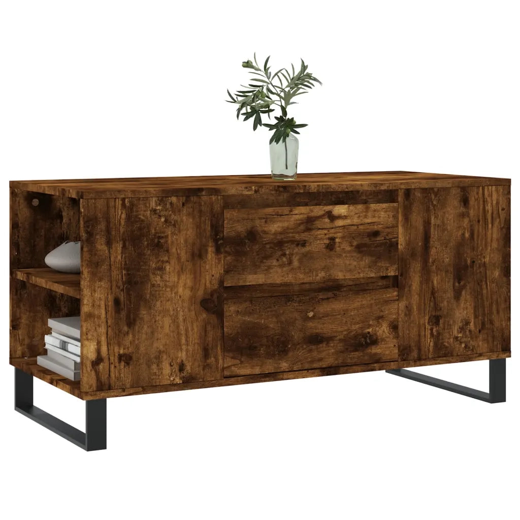 Tavolino da Salotto-Tavolino da soggiorno-Tavolo Rovere Fumo 102x44,5x50cm Legno Multistrato 781238