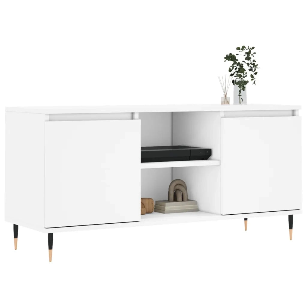Mobile Porta TV Bianco 104x35x50 cm in Legno Multistrato 827004