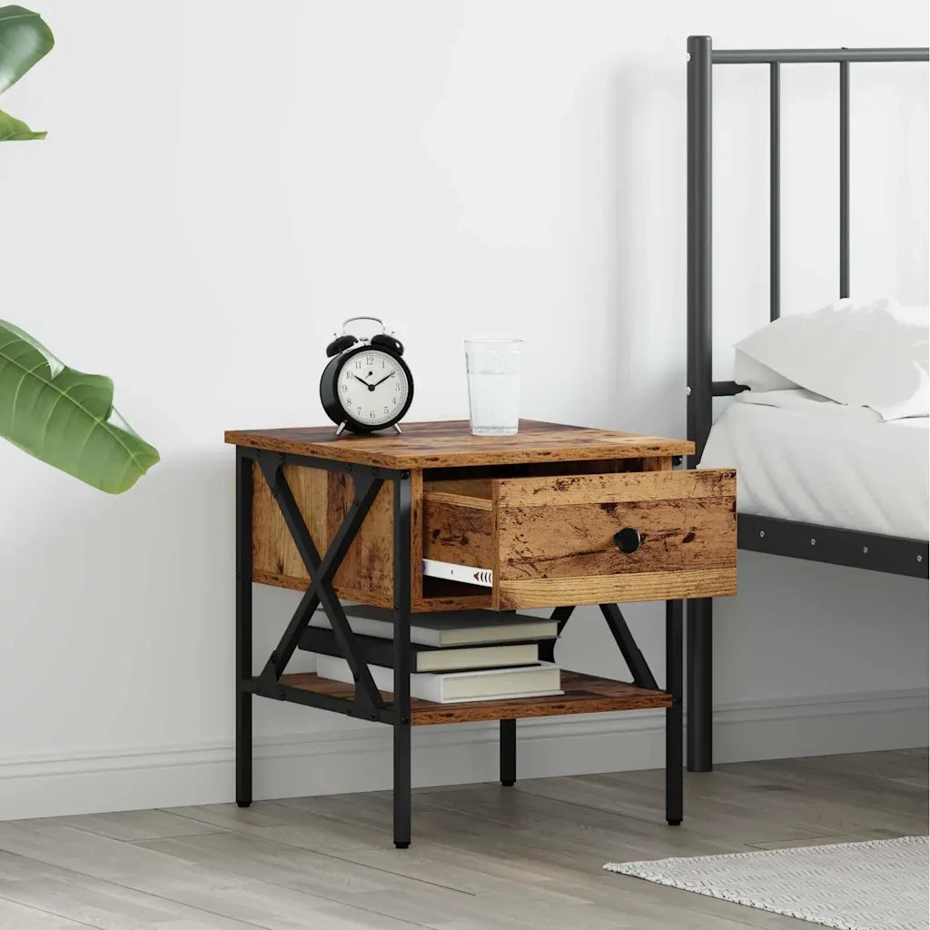 Comodino | Armadio da Notte | Mobiletto da notte con cassetto Legno vecchio 40 x 42 x 45 cm