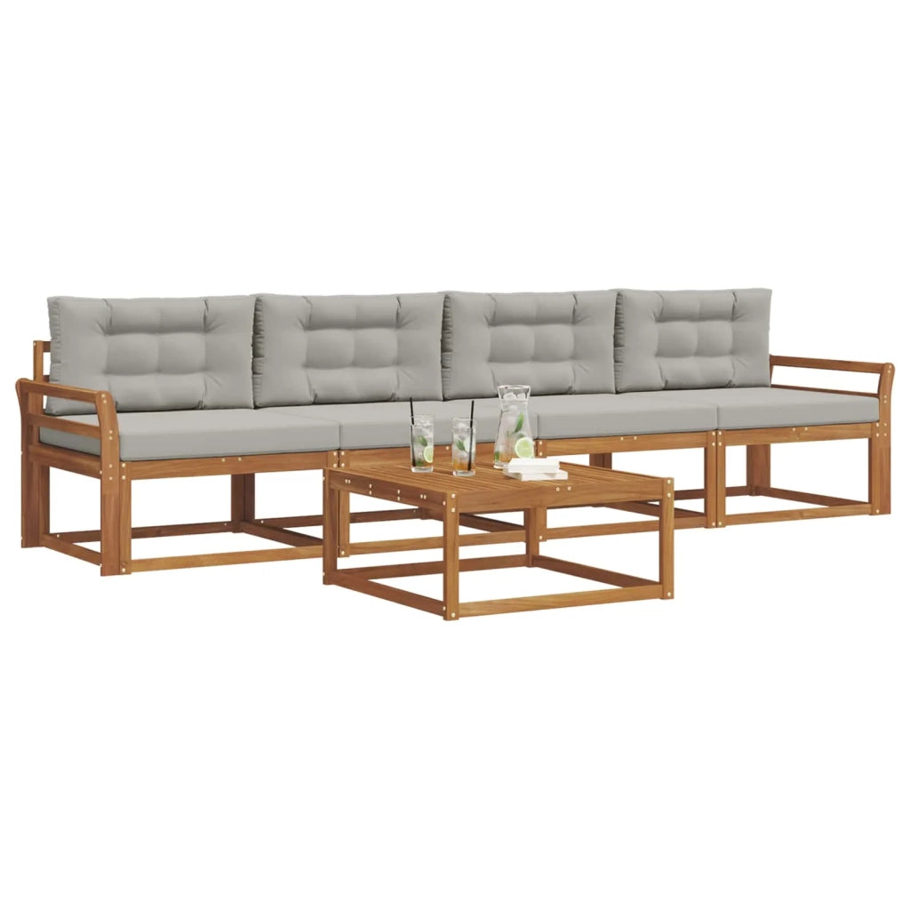 Set di divani da esterno 5 pcs Grigio Naturale e Chiaro 3367159