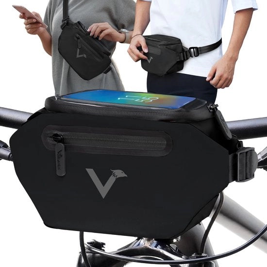 3-in-1 Tas per Ciclista per il Manubrio, completamente Riflettente e Imbottito - Adatto come Tasca per Manubrio e Tasca per Testa - Capacità 4 litri