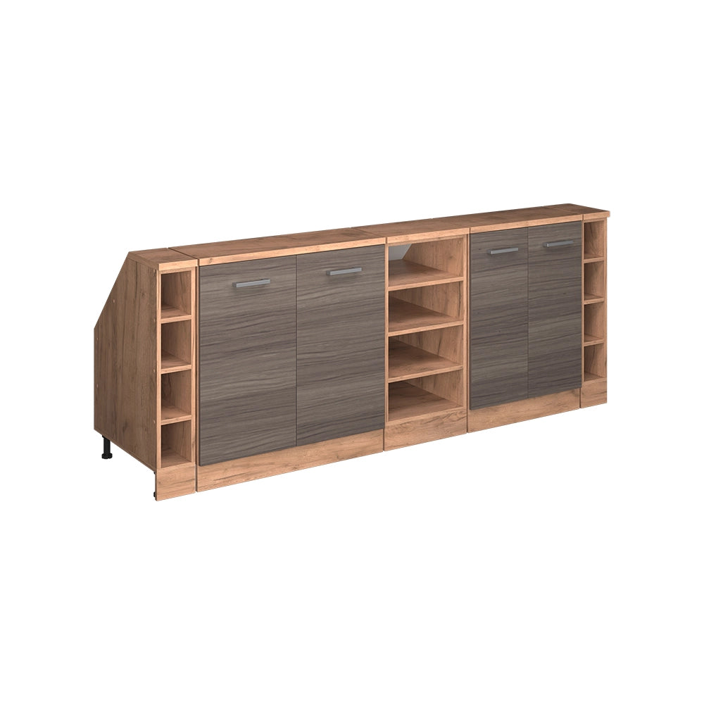 Set di mobili sottotetto Rion Grigio nobile/Rovere dorato 210 cm Set di 5 carcasse armadio profondità 60 cm Vicco
