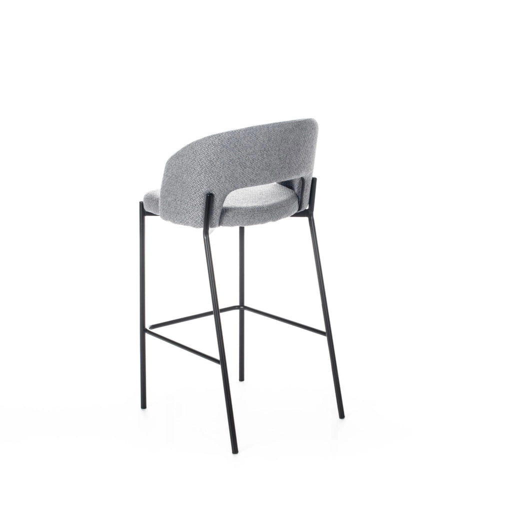 Set 2 Sgabelli 50x52xH89 cm in Tessuto Greta Grigio Chiaro e Nero
