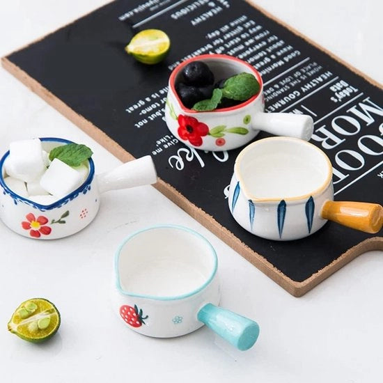 Mini vasetti ceramici per crema con manico - vasetto per latte - vasetto per salse - vasetto per la cucina - 50 ml
