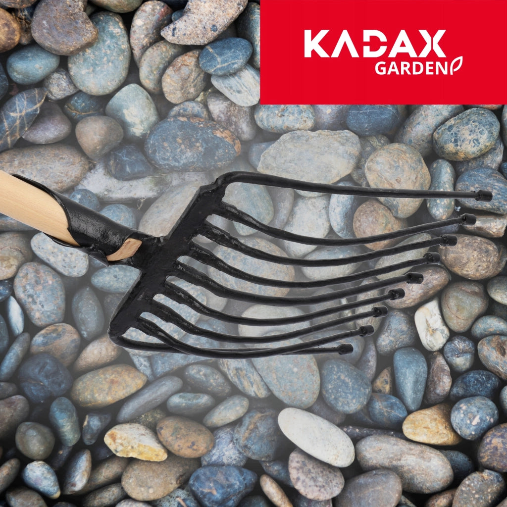 Forca KADAX Gable per patate e barbabietole, 9 denti, in metallo massiccio e resistente, 129 cm