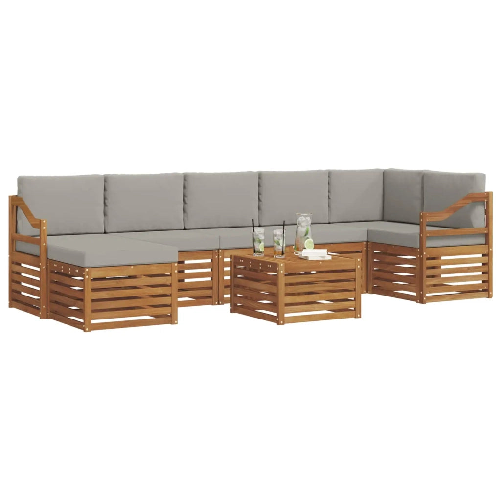 Set divano sezionale con cuscino 8 pcs Grigio Naturale e Chiaro 3375226