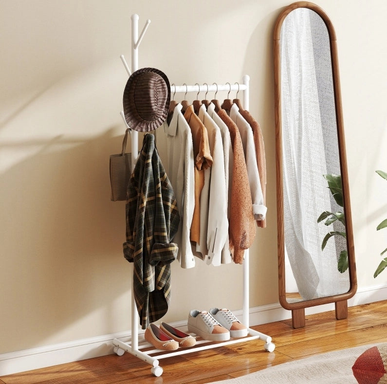 Appendiabiti mobile 3 in 1 bianco con ruote