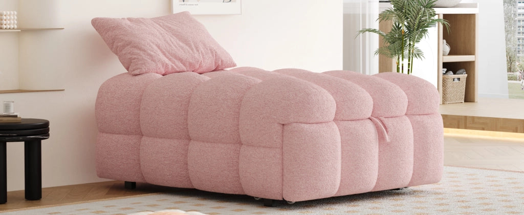 DESMIU Letto singolo 183 × 76 cm con funzione 2 in 1, senza materasso, in Teddy, rosa