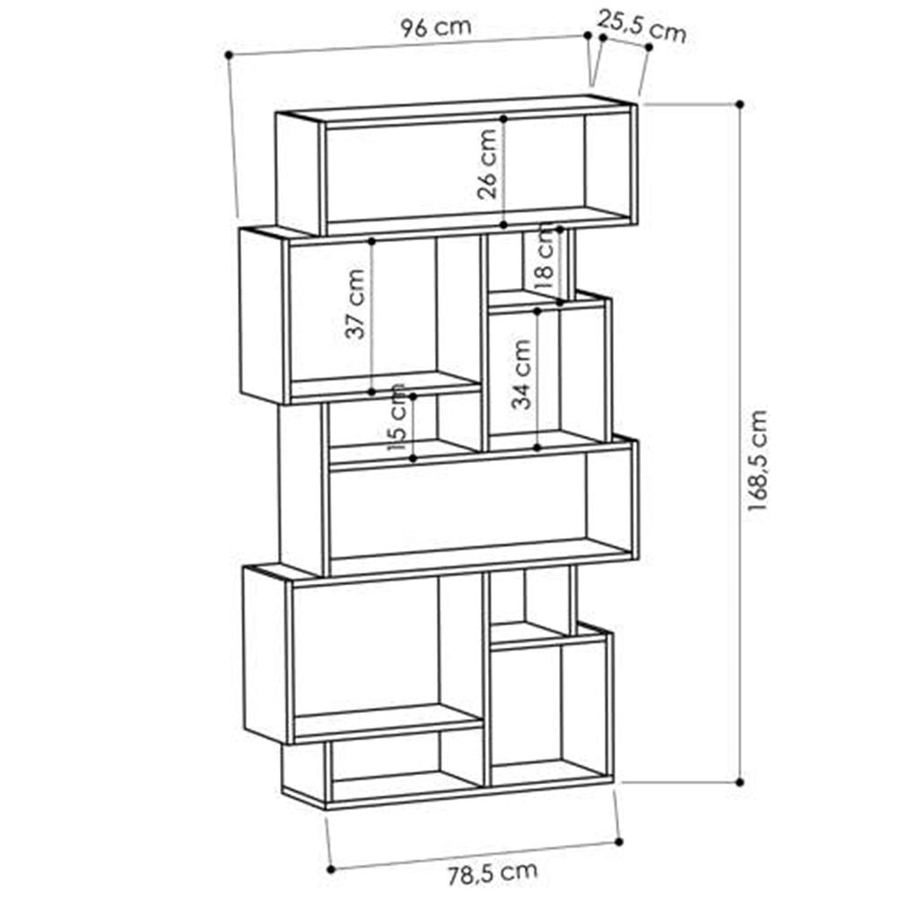 Libreria Design Moderna Scaffale 8 Ripiani 168x96x25cm Casa Ufficio Quercia
