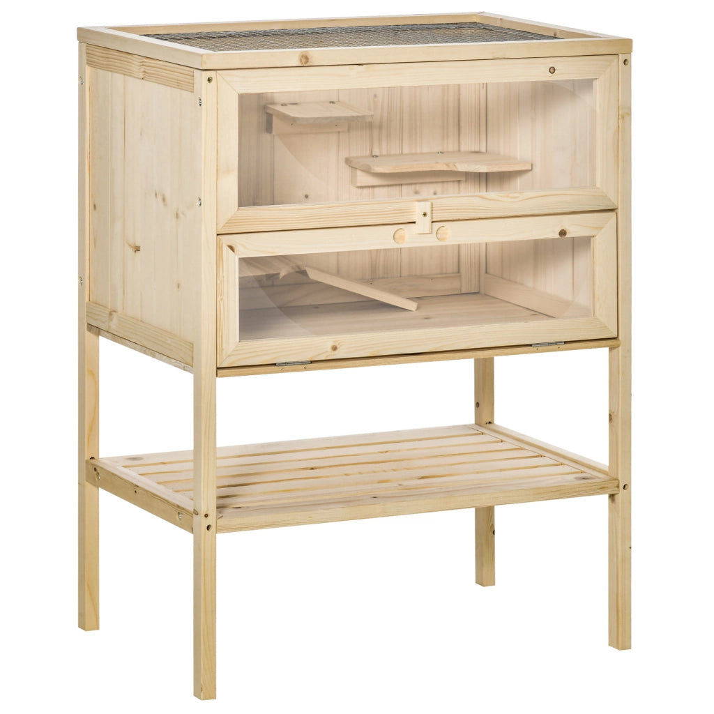 Casetta per Criceti e Topi con 5 Piattaforme ¨C zephmum ¨C Legno Naturale 60x40x80 cm