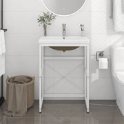 Telaio per Lavabo da Bagno con Lavabo Integrato-Struttura per Lavabo da Bagno Bianco in Ferro 890312