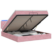 Letto Ottomano con Materasso e LED Rosa 200 x 200 cm Velluto 3457094