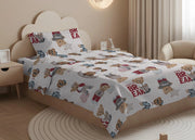 Sacco Copripiumino In 100% Cotone Made Italy Disegno Teddy - Singolo - Beige