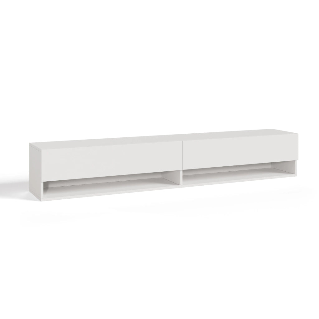 Mobile Porta TV Halmstad da Parete con Ante a Ribalta 180 x 31 x 30 cm - Bianco [en.casa]