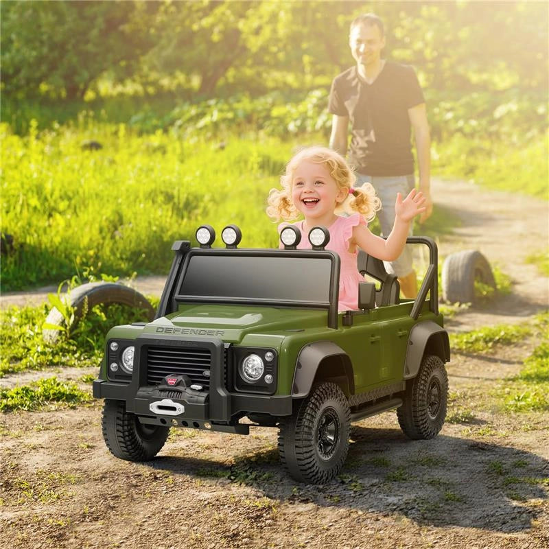 MACCHINA ELETTRICA PER BAMBINI 3-5 ANNI LAND ROVER OFFICIALE 12V CON TELECOMANDO, SOSPENSIONI, LUCI LED, VERDE