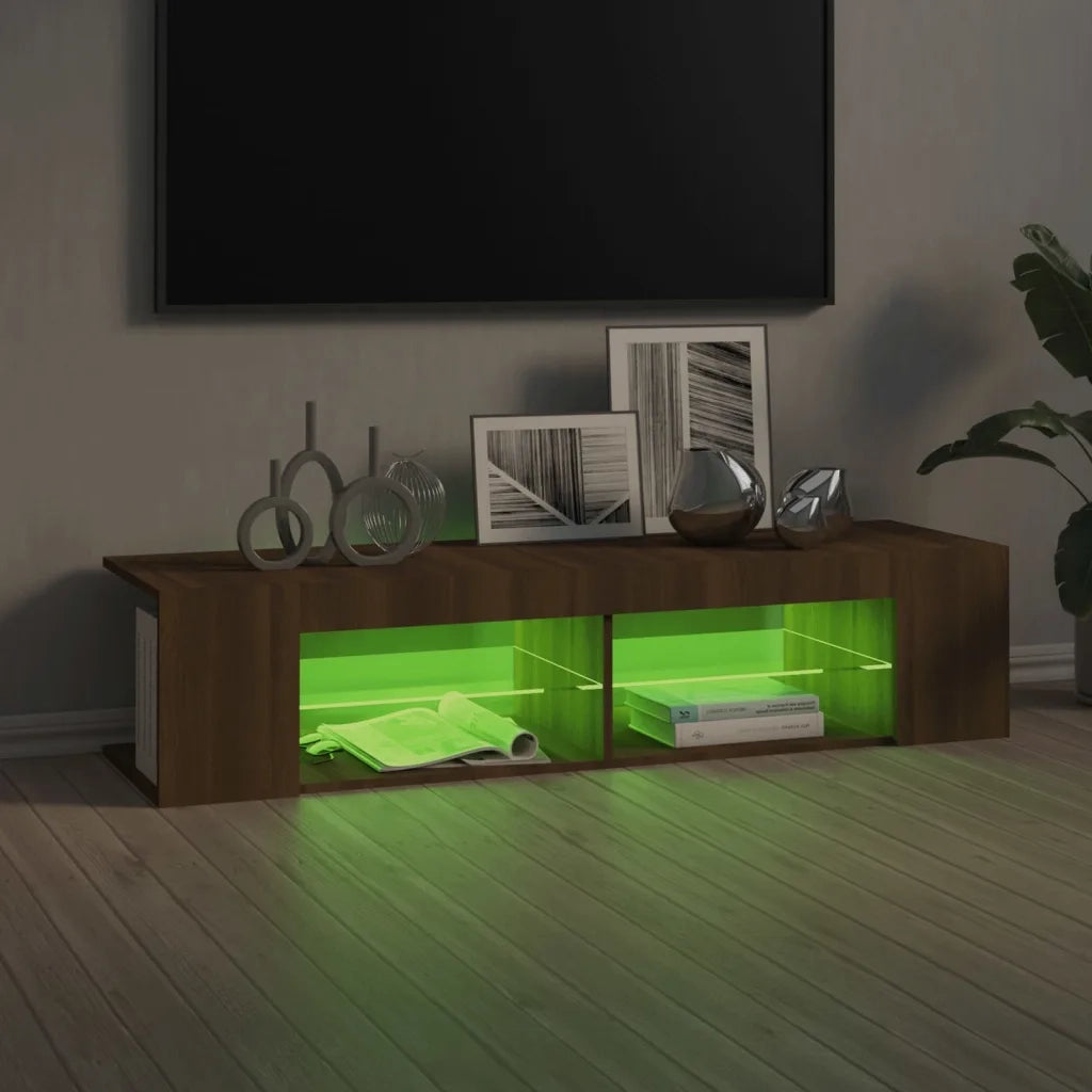 Mobile Porta TV con Luci LED Rovere Marrone 135x39x30 cm 815695