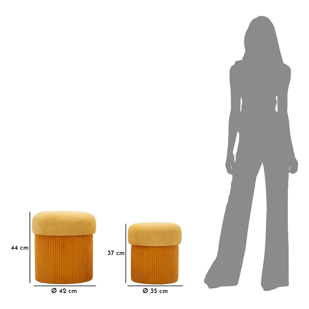 Outjo, Pouf Contenitore set da 2, 42x42x44h cm Arancione