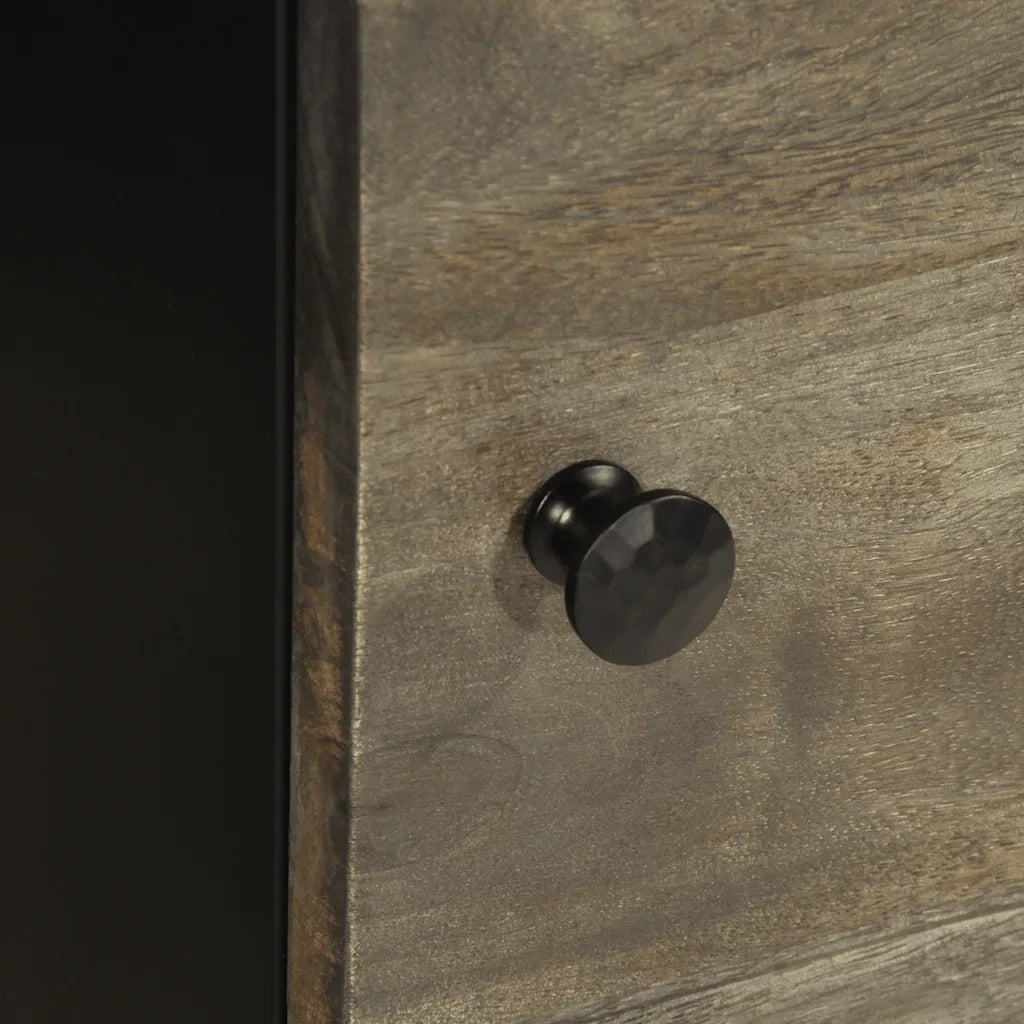 Comodino-Tavolino da notte Grigio Chiaro 40x33x46 cm in Legno Massello di Mango 238077