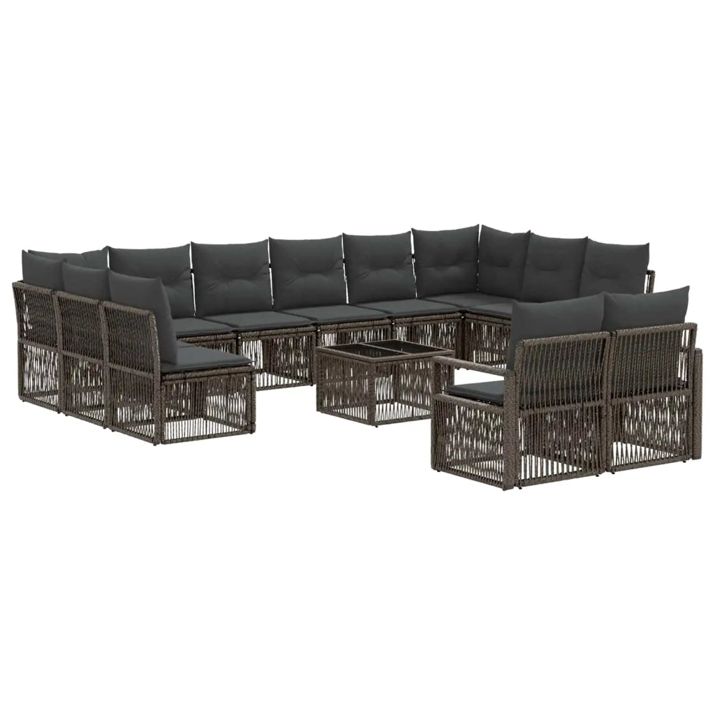 Set Divano da Giardino 13 pcs Grigio polyrattan