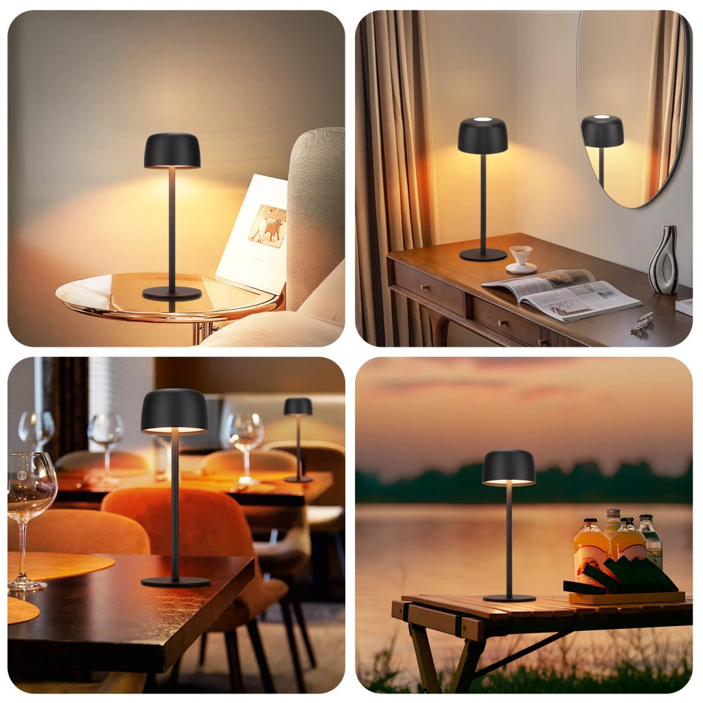 ZMH Lampada da tavolo LED nera wireless touch dimmerabile 3 temperature regolabili per camera letto soggiorno