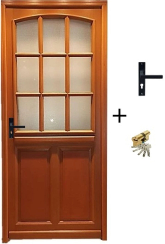 Porta d'ingresso in legno 'Alena' 215X80 a battente diritto venduta con maniglia e serratura senza maniglia