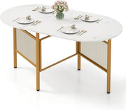 Tavolo da Pranzo Pieghevole per 6-8 Persone, Tavolo Consolle Estensibile Salvaspazio con Ali Ribaltabili con Ganbe in Metallo per Cucina e Soggiorno, 150 x 80 x 76 cm (Bianco)